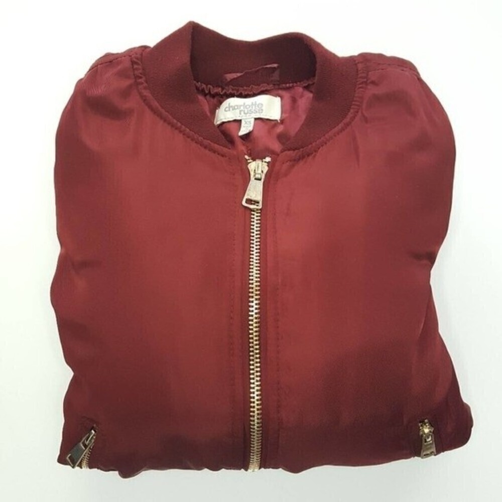 Charlotte Russe Bomber Jacket Womens Extra Small Full Zip Pockets Casual - Picture 4 of 7
